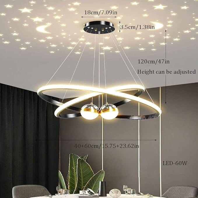 Pendente LED de Luxo com Dois Aros